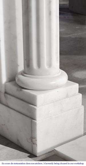 Louis XVI style fireplace in Carrara marble, with detached columns-5