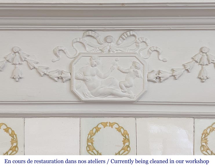 Louis XVI style wood mantel decorated with a mythological scene-5