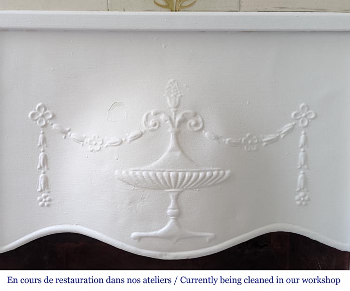 Louis XVI style wood mantel decorated with a mythological scene-11