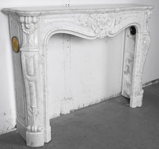 Louis XV style Carrara marble fireplace with floral decoration-3