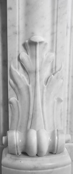 Louis XV style Carrara marble fireplace with floral decoration-7
