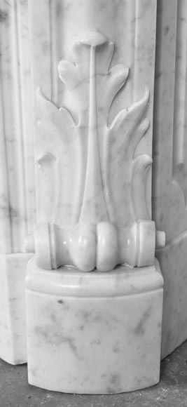Louis XV style Carrara marble fireplace with floral decoration-9