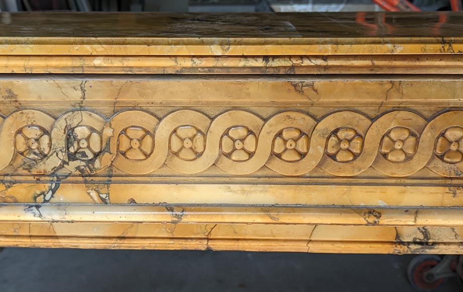 Louis XVI style mantel adorned with interlacing flowers in Sienna Brocatelle.-1