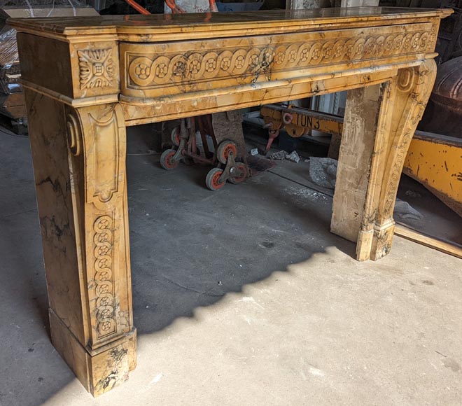 Louis XVI style mantel adorned with interlacing flowers in Sienna Brocatelle.-2