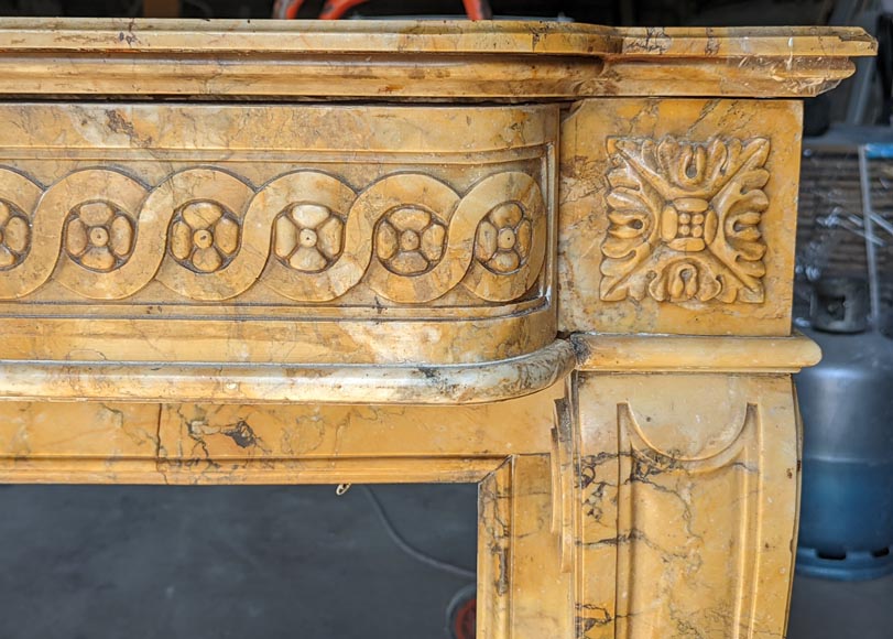 Louis XVI style mantel adorned with interlacing flowers in Sienna Brocatelle.-7