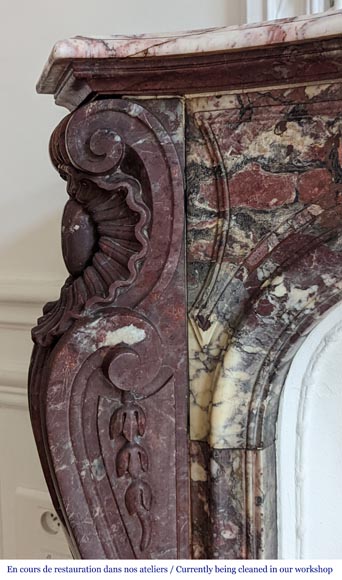 Napoleon III style Fleur de pêcher marble mantel-6