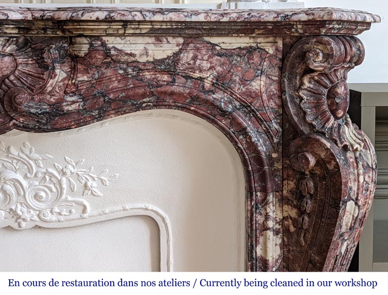 Napoleon III style Fleur de pêcher marble mantel-9