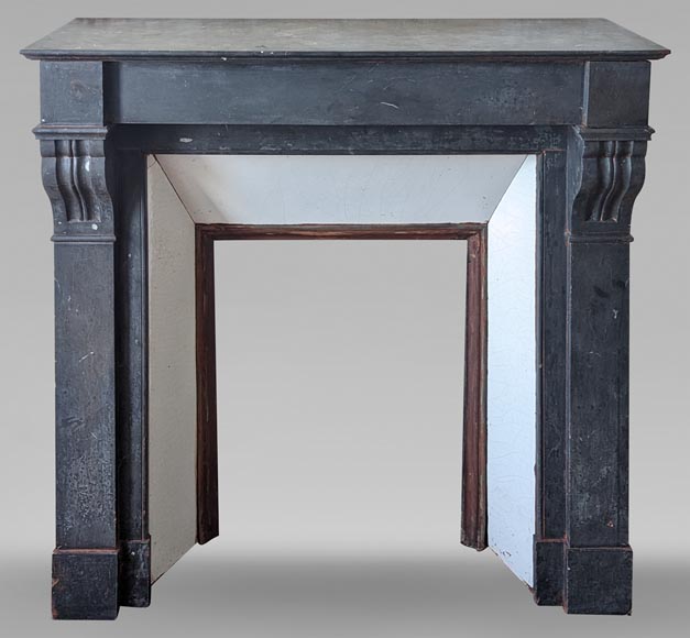 Napoleon III style mantel in black marble with modillions-0