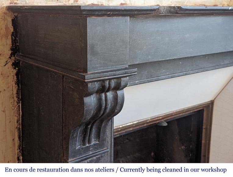 Napoleon III style mantel with black marble modillon-3