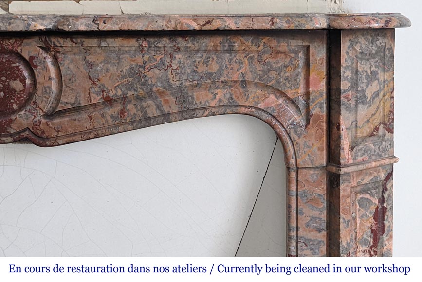 Louis XV style Pompadour mantel in Enjugerais marble-6