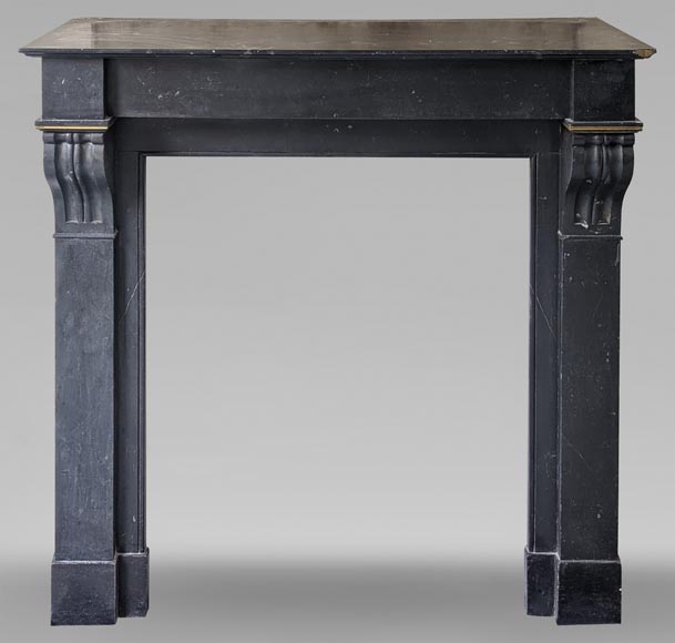 Napoleon III style mantel with modillion in fine black Belgian marble-0