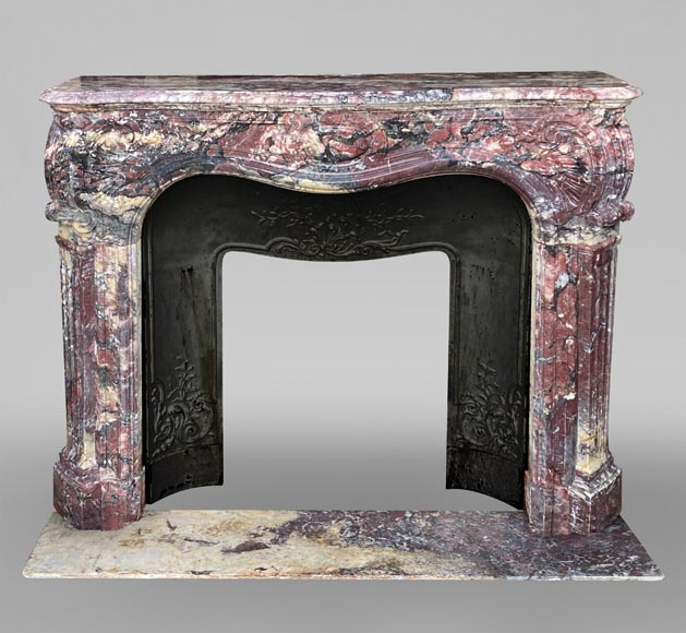 Regency style Pompadour mantelpiece, in Fleur de Pêcher marble-0