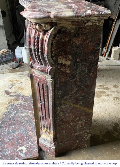 Regency style Pompadour mantelpiece, in Fleur de Pêcher marble-5