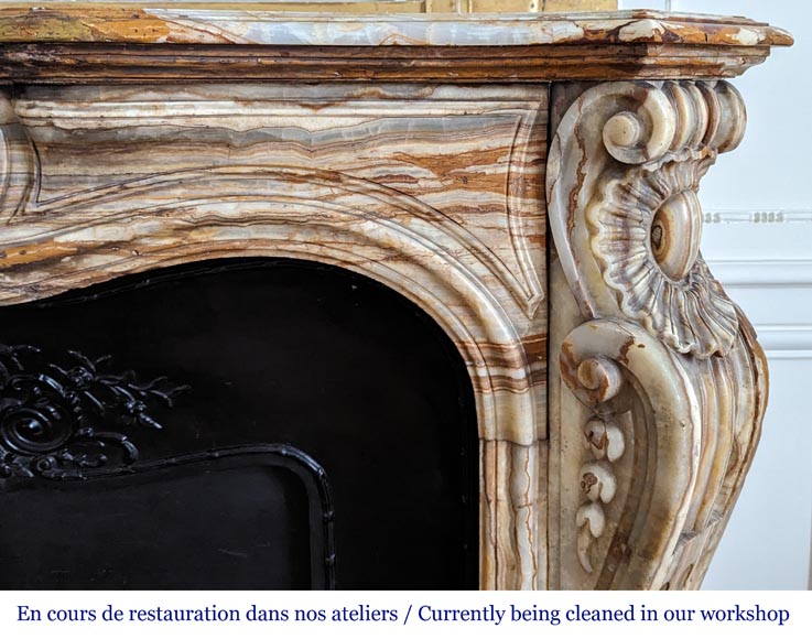 Louis XV style mantel in onyx-8