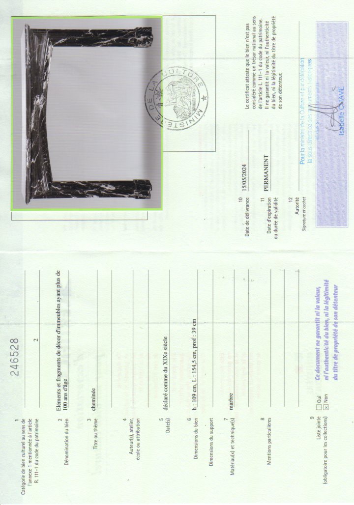 Export certificate