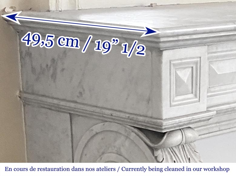 Napoleon III period fireplace with lion's paw feet, in Carrara marble Napoleon III period fireplace with lion's paw feet, in Carrara marble-8