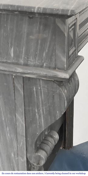 Napoleon III style Capucine model fireplace in blue Turquin marble-3