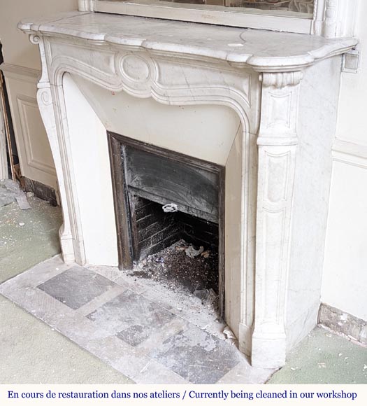 Louis XV style Pompadour mantel in Carrara marble-5