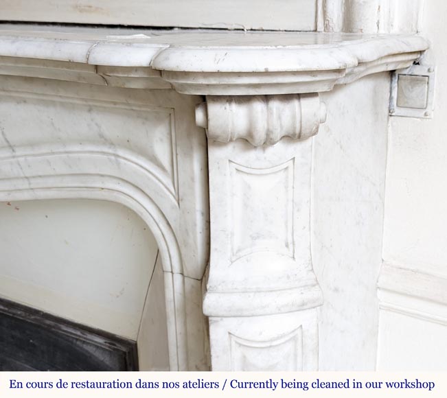 Louis XV style Pompadour mantel in Carrara marble-6