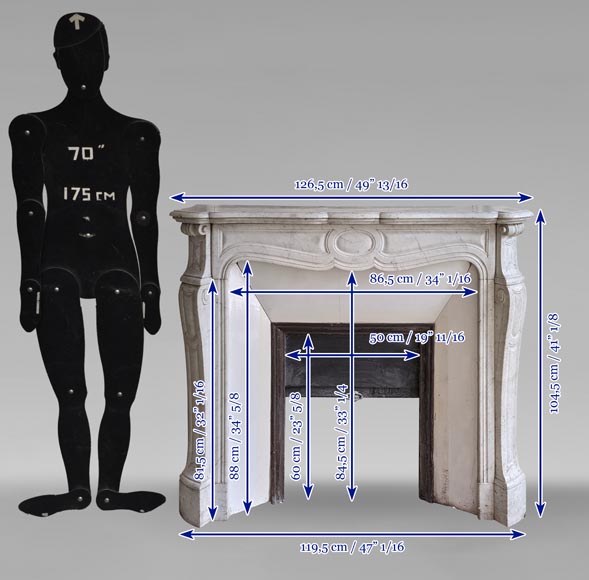 Louis XV style Pompadour mantel in Carrara marble-9