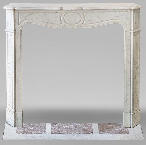 Louis XV style Pompadour mantel in Carrara marble-0