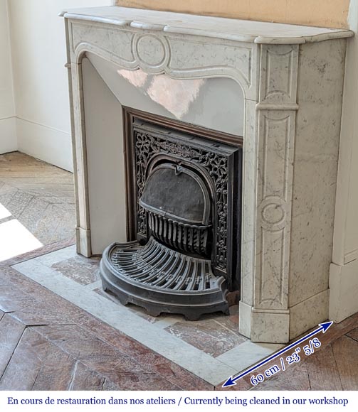 Louis XV style Pompadour mantel in Carrara marble-5