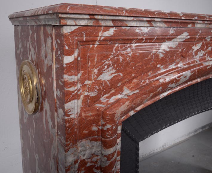 Louis XIV style mantel in red Languedoc marble-3