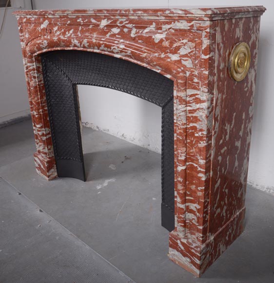 Louis XIV style mantel in red Languedoc marble-5