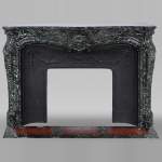 Louis XV style mantel in Vert de Mer marble