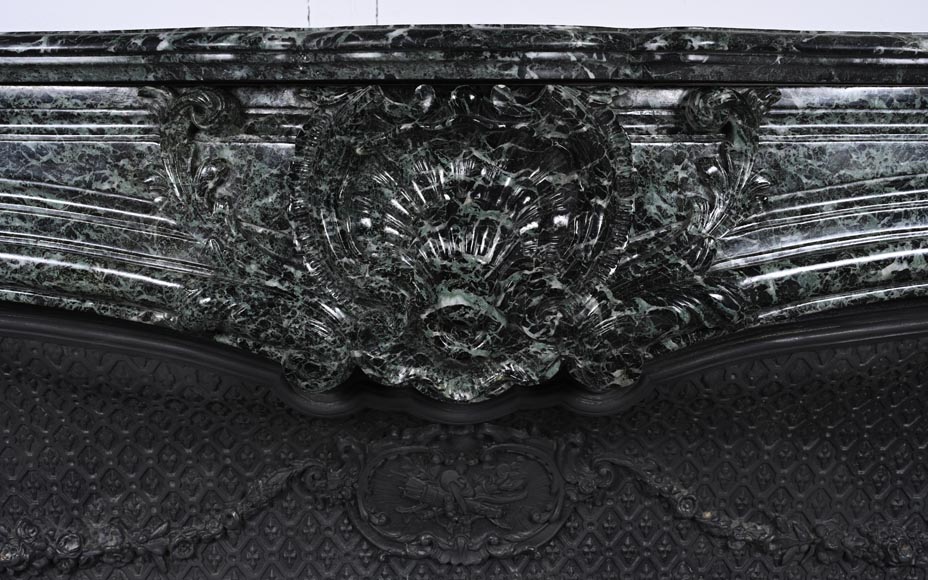 Louis XV style mantel in Vert de Mer marble-1