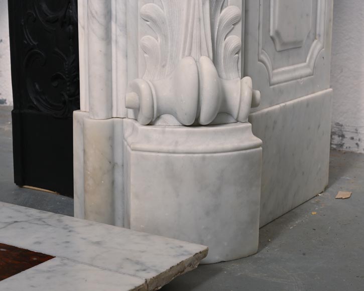 Louis XV style mantelpiece in Carrara marble with shells and flowers-7