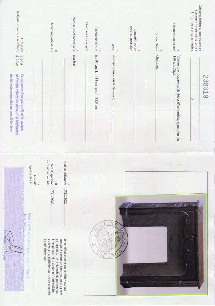 Export certificate