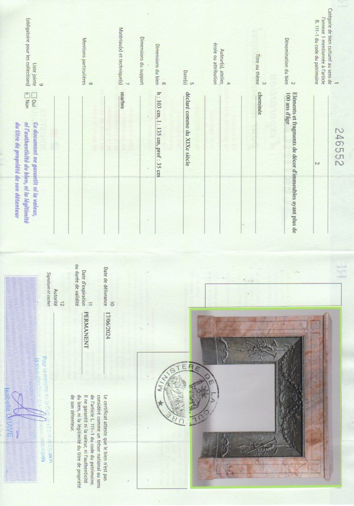 Export certificate