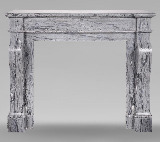 Louis XVI style mantelpiece in Bleu Fleuri marble-0