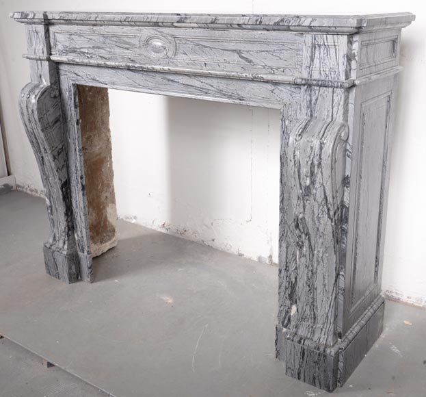 Louis XVI style mantelpiece in Bleu Fleuri marble-5