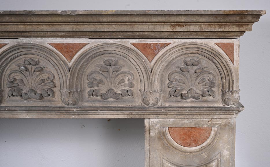 Neo-Renaissance-Style Mantelpiece in Stone and Marble, 19th century-6