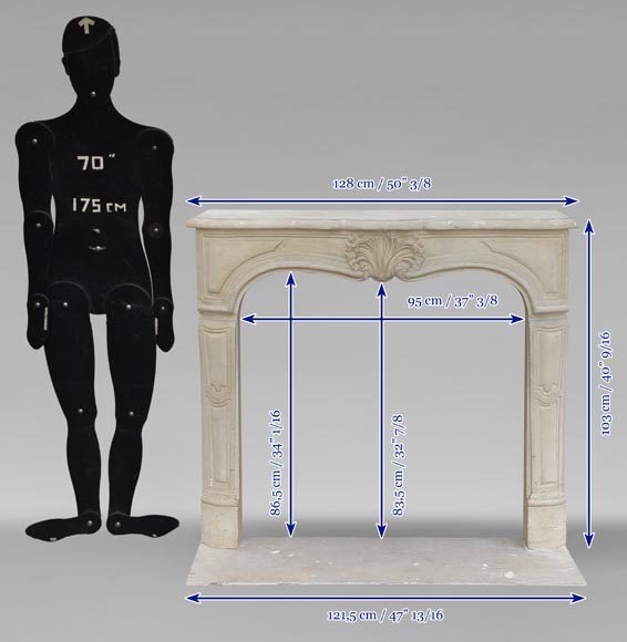 Louis XV style mantel adorned with a carved stone palmette-10