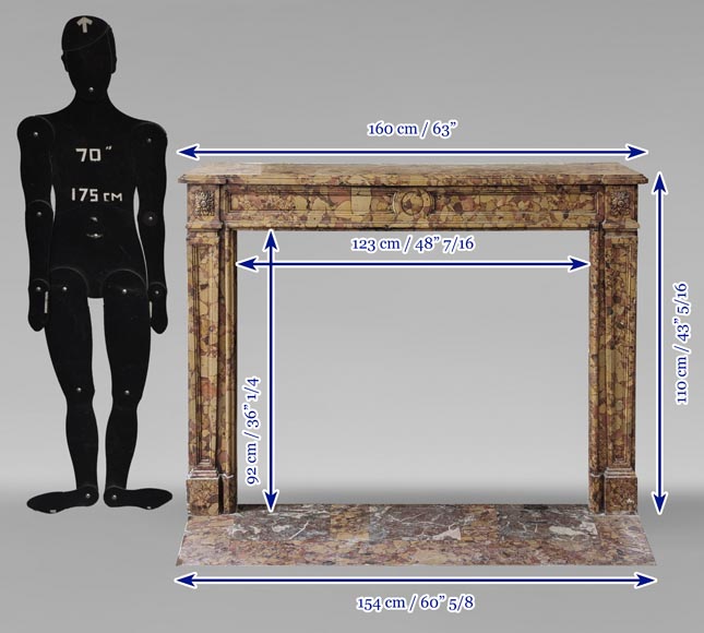 Louis XVI period mantel adorned with a rose window carved in Aleppo Breche-10