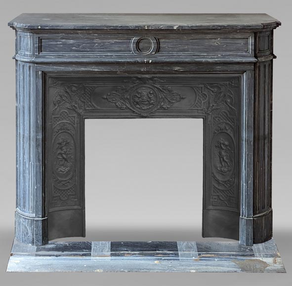 Louis XVI style mantel with rounded corners carved in Turquin marble-0