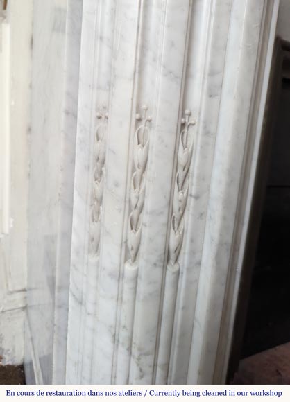 Louis XVI style Carrara marble mantel with rounded corners-4