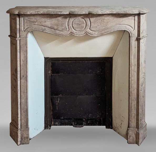 Louis XV style Pompadour mantel carved in Lunel marble-0