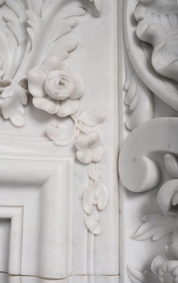 Jules CANTINI (attributed to) - Large Napoleon III style mantel in highly carved Carrara marble-13