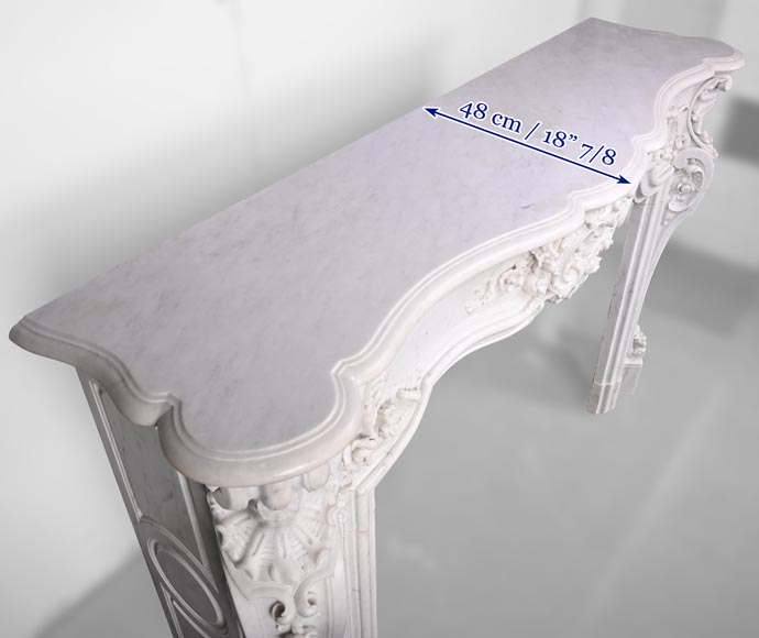 Jules CANTINI (attributed to) - Large Napoleon III style mantel in highly carved Carrara marble-16