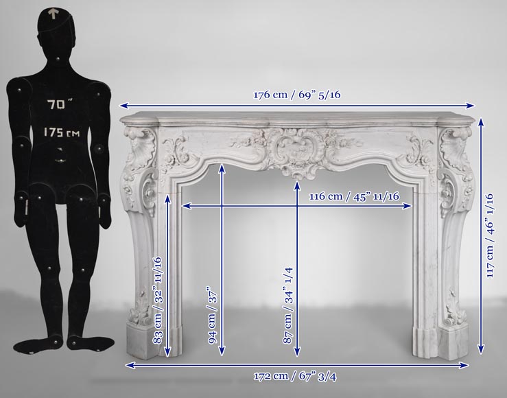 Jules CANTINI (attributed to) - Large Napoleon III style mantel in highly carved Carrara marble-17