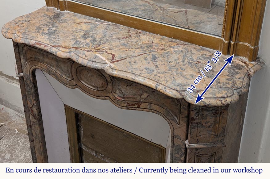 Louis XV style Pompadour mantel in Enjugerais marble-9