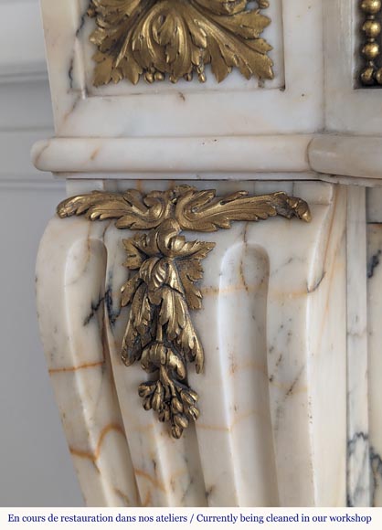 Louis XVI style bronze mantel in Panazeau marble-6