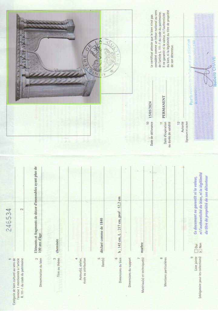 Export certificate