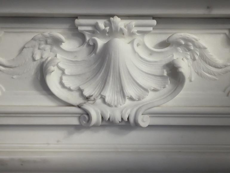 Napoleon III style mantelpiece in Statuario Carrara marble, with mantel top including a clock-3