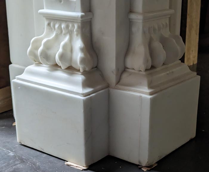 Napoleon III style mantelpiece in Statuario Carrara marble, with mantel top including a clock-8