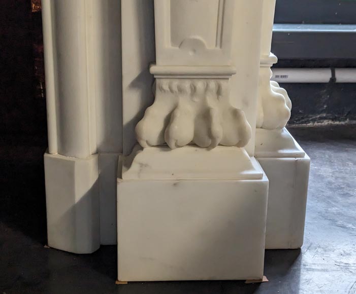 Napoleon III style mantelpiece in Statuario Carrara marble, with mantel top including a clock-11